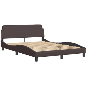 vidaXL Cadre de lit avec tête de lit Marron foncé 140x200 cm Tissu pas cher