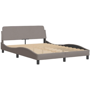 vidaXL Cadre de lit avec tête de lit Taupe 140x200 cm Tissu pas cher