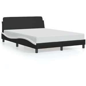 vidaXL Cadre de lit et tête de lit noir et blanc 140x190 cm similicuir pas cher