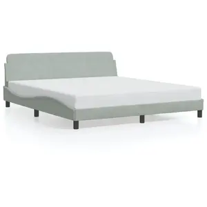 vidaXL Cadre de lit avec tête de lit Gris clair 180x200 cm Velours pas cher