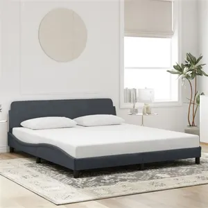 vidaXL Cadre de lit avec tête de lit Gris foncé 180x200 cm Velours pas cher