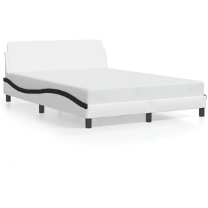 vidaXL Cadre de lit et tête de lit blanc et noir 140x200 cm similicuir pas cher