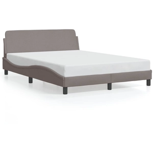 vidaXL Cadre de lit avec tête de lit Taupe 160x200 cm Tissu pas cher