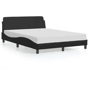 vidaXL Cadre de lit avec tête de lit Noir 140x190 cm Similicuir pas cher