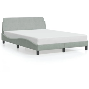 vidaXL Cadre de lit avec tête de lit Gris clair 140x190 cm Velours pas cher