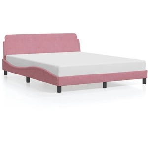 vidaXL Cadre de lit avec tête de lit Rose 160x200 cm Velours pas cher