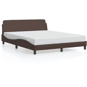 vidaXL Cadre de lit avec tête de lit Marron 160x200 cm Similicuir pas cher