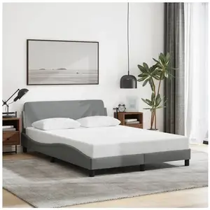 vidaXL Cadre de lit avec tête de lit Gris clair 140x190 cm Tissu pas cher
