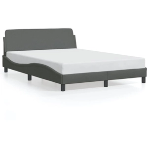 vidaXL Cadre de lit avec tête de lit Gris foncé 140x190 cm Tissu pas cher