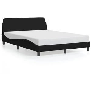 vidaXL Cadre de lit avec tête de lit Noir 140x190 cm Tissu pas cher