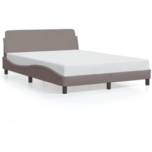 vidaXL Cadre de lit avec tête de lit Taupe 140x190 cm Tissu pas cher