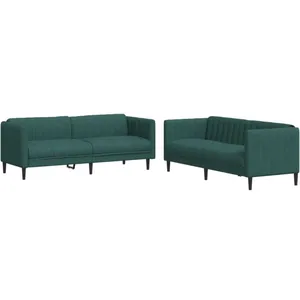 vidaXL Ensemble de canapés 2 pcs vert foncé tissu pas cher