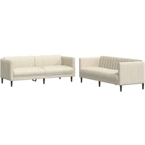 vidaXL Ensemble de canapés 2 pcs crème tissu pas cher
