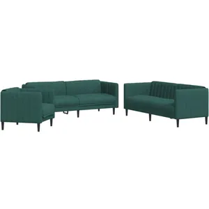 vidaXL Ensemble de canapés 3 pcs vert foncé tissu pas cher