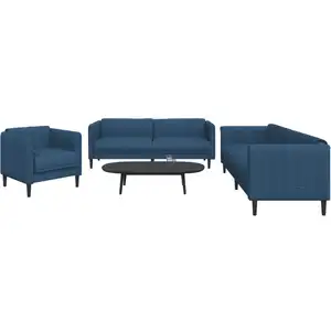 vidaXL Ensemble de canapés 3 pcs bleu tissu pas cher