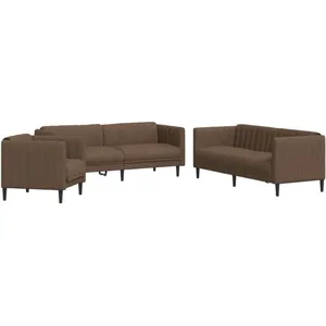 vidaXL Ensemble de canapés 3 pcs marron tissu pas cher