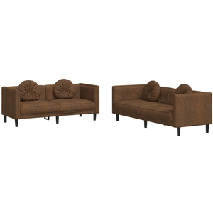 vidaXL Ensemble de canapés 3 pcs avec coussins marron velours
