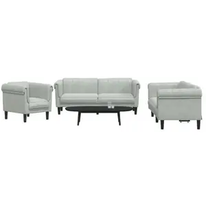 vidaXL Ensemble de canapés 3 pcs gris clair velours pas cher