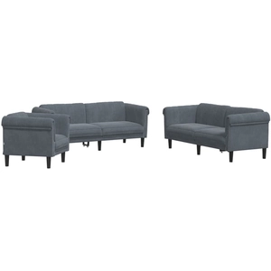 vidaXL Ensemble de canapés 3 pcs gris foncé velours pas cher