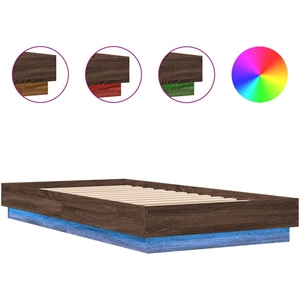 vidaXL Cadre de lit avec lumières LED chêne marron 90x190 cm pas cher