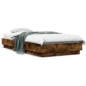 vidaXL Cadre de lit avec lumières LED chêne fumé 100x200 cm pas cher