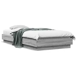 vidaXL Cadre de lit avec lumières LED sonoma gris 90x200 cm pas cher