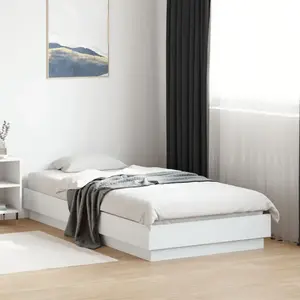 vidaXL Cadre de lit blanc 90x190 cm bois d'ingénierie pas cher