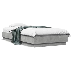vidaXL Cadre de lit gris béton 90x190 cm bois d'ingénierie pas cher