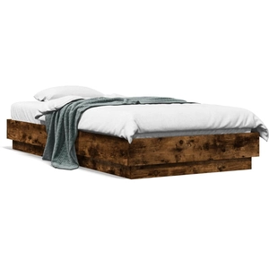 vidaXL Cadre de lit sans matelas chêne fumé 90x190cm bois d'ingénierie pas cher
