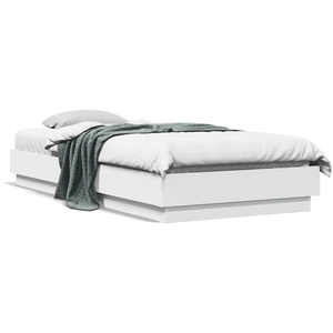 vidaXL Cadre de lit sans matelas blanc 100x200 cm bois d'ingénierie pas cher