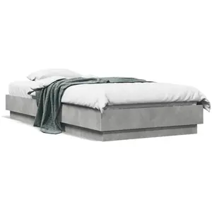 vidaXL Cadre de lit avec lumières LED gris béton 75x190 cm pas cher