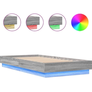 vidaXL Cadre de lit avec lumières LED sonoma gris 75x190 cm pas cher