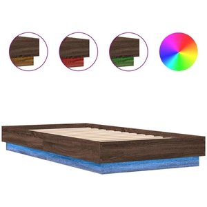 vidaXL Cadre de lit avec lumières LED chêne marron 75x190 cm pas cher