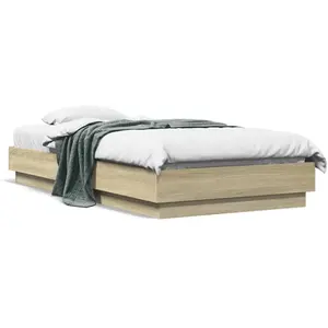 vidaXL Cadre de lit avec lumières LED chêne sonoma 75x190 cm pas cher