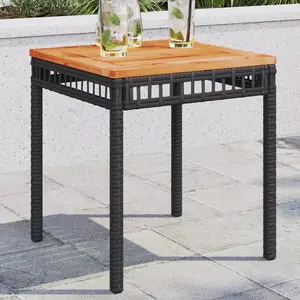 Comparateur de prix : vidaXL Table de jardin noir 38x38x42 cm résine tressée et bois acacia