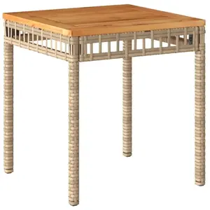 Comparateur de prix : vidaXL Table de jardin mélange beige 38x38x42 cm rotin et bois acacia