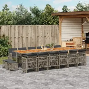 vidaXL Ensemble à manger de jardin 17 pcs et coussins résine tressée pas cher