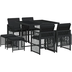 vidaXL Ensemble à manger de jardin 9pcs coussins noir résine tressée pas cher