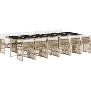 vidaXL Ensemble à manger de jardin et coussins 13 pcs beige pas cher