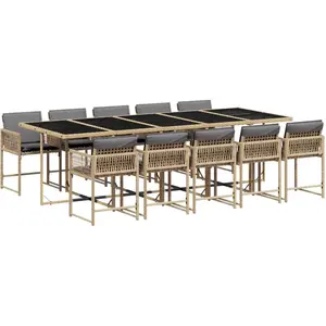 vidaXL Ensemble à manger de jardin et coussins 11 pcs mélange beige pas cher