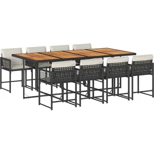 vidaXL Ensemble à manger de jardin 9pcs coussins noir résine tressée pas cher