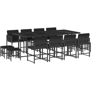 vidaXL Ensemble à manger de jardin 13 pcs coussins noir résine tressée pas cher