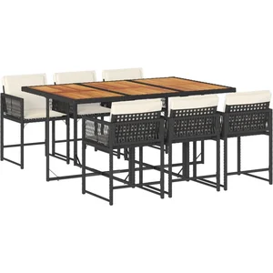 vidaXL Ensemble à manger de jardin coussins 7pcs Noir Résine tressée pas cher