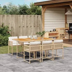 vidaXL Ensemble à manger de jardin et coussins 7 pcs beige poly rotin pas cher