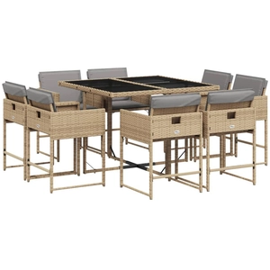 vidaXL Ensemble à manger de jardin et coussins 9 pcs mélange beige pas cher