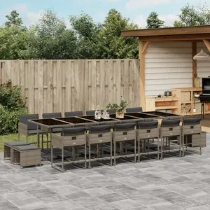 vidaXL Ensemble à manger de jardin 17 pcs et coussins résine tressée pas cher