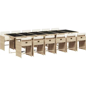 vidaXL Ensemble à manger de jardin et coussins 13 pcs beige pas cher