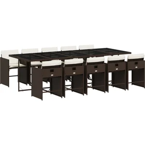 Comparateur de prix : vidaXL Ensemble à manger de jardin et coussins 11 pcs marron rotin