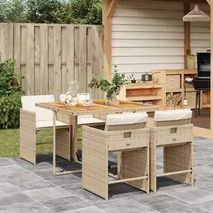 vidaXL Ensemble à manger de jardin avec coussins 5pcs Beige poly rotin pas cher