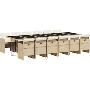 vidaXL Ensemble à manger de jardin et coussins 13 pcs beige pas cher